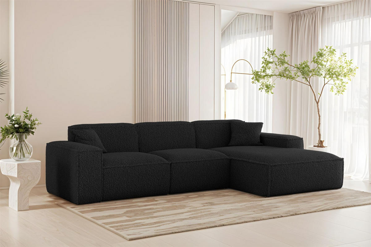 ECKSOFA Celes Premium In Sven - Schwarz, Holzwerkstoff/Textil (266/165cm) - Fun Möbel