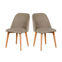 STUHL 2er Set MONTI 3, natur buche, aragon 20 - Buchefarben/Mokka, Holz (48/83/47cm) - Leaf Design