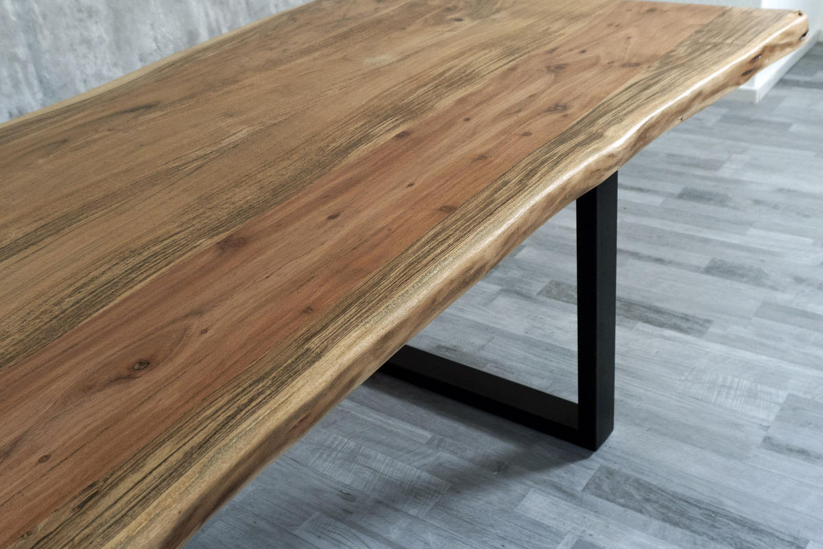 ESSTISCH CALI - Beige/Schwarz, Holz/Metall (100/240/77cm) - SAM