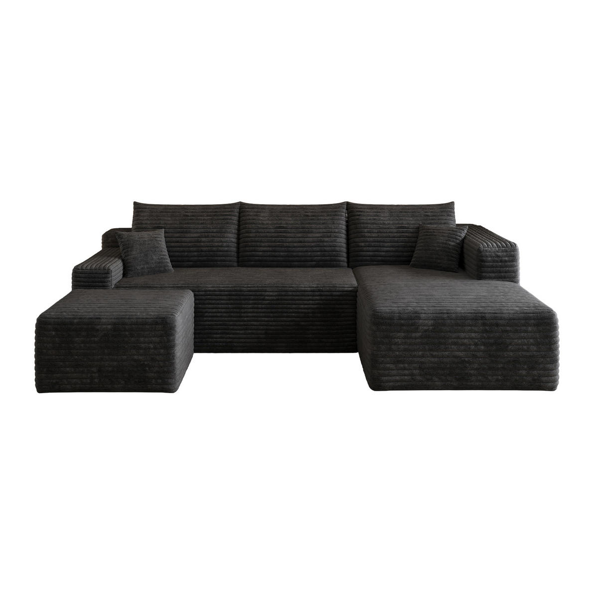 ECKSOFA 241 cm aus Stoff mit Cordbezug und ohne Montage Schwarz - Schwarz, Textil (151/241cm) - Modenvie
