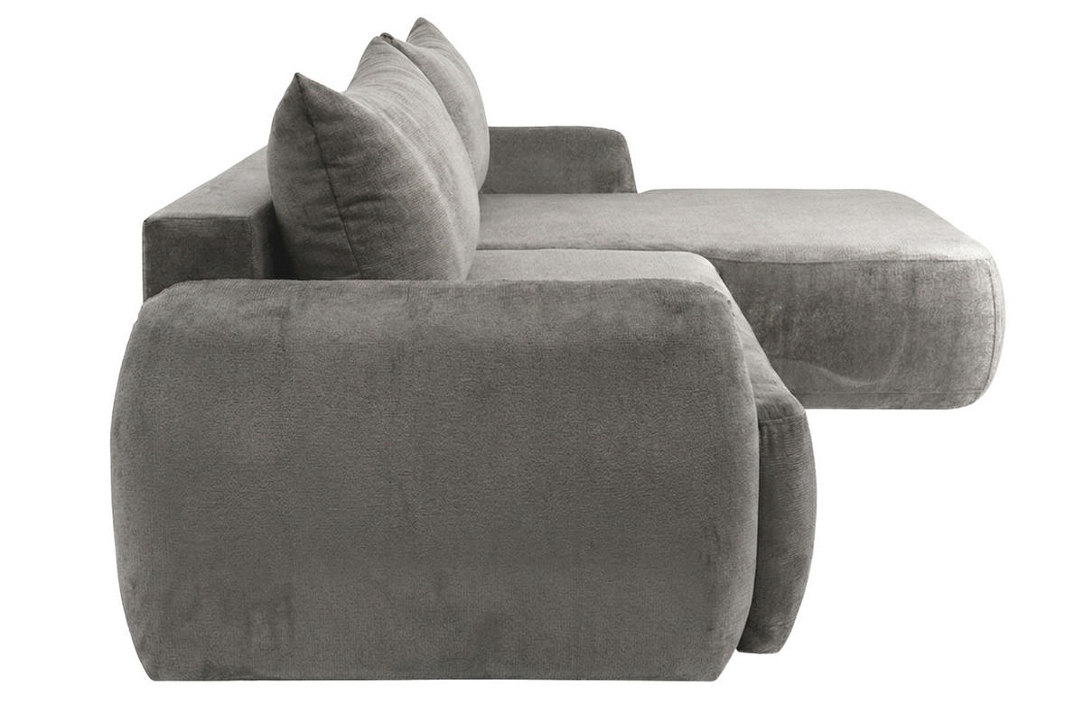 ECKSOFA Mit Schlaffunktion Und Bettkasten, Chenille-Stoff Perfecto, Grau, Rechts, HELA II - Grau, Holz (280/184cm) - Kaiser Möbel