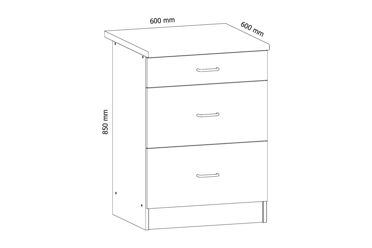 UNTERSCHRANK D60S3 – Sycylia Weiß – Weiß / Creme - Creme/Weiß, Holzwerkstoff (60/82/47cm) - ROYAL24_MARKT