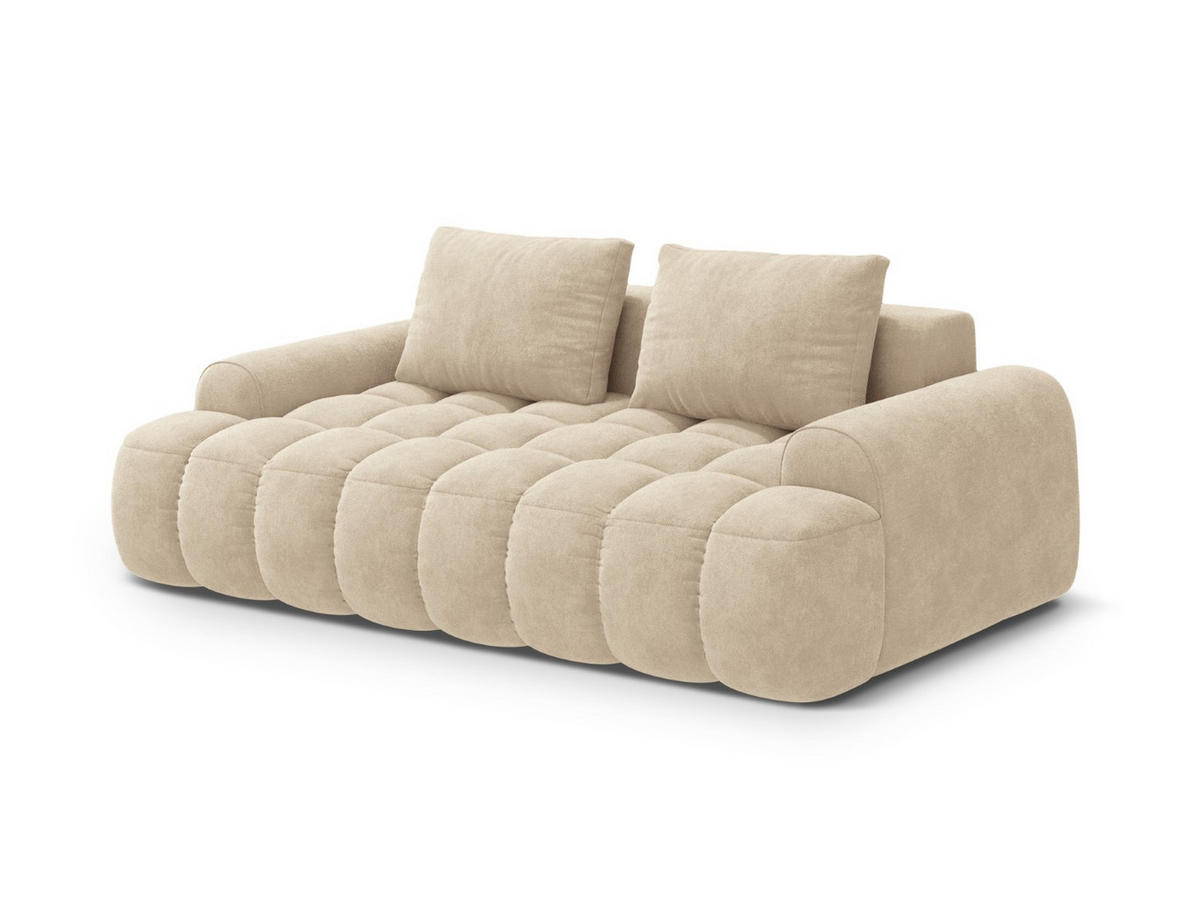 SOFA Linz aus Samt leichtes beige 3 Sitzplätze - Creme, Textil (100/84/200cm) - Cosmopolitan Design