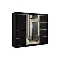 SCHIEBETÜRENSCHRANK RABI - Schwarz, Holzwerkstoff (250/215/61cm) - Meblini