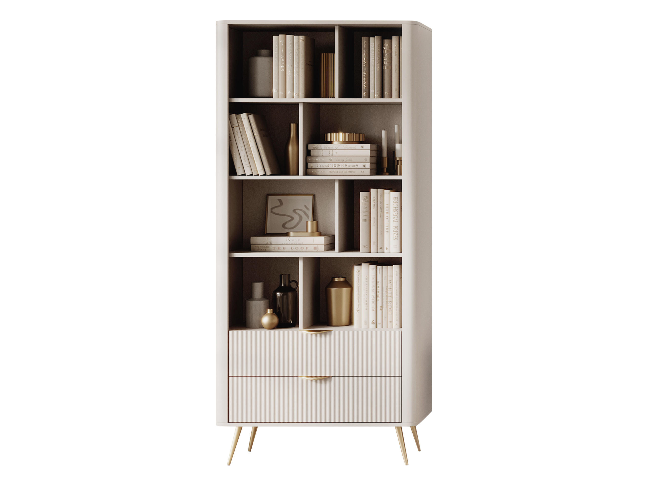 BÜCHERREGAL Lante - Beige/Goldfarben, Holzwerkstoff/Metall (88/194/38cm) - MIRJAN24
