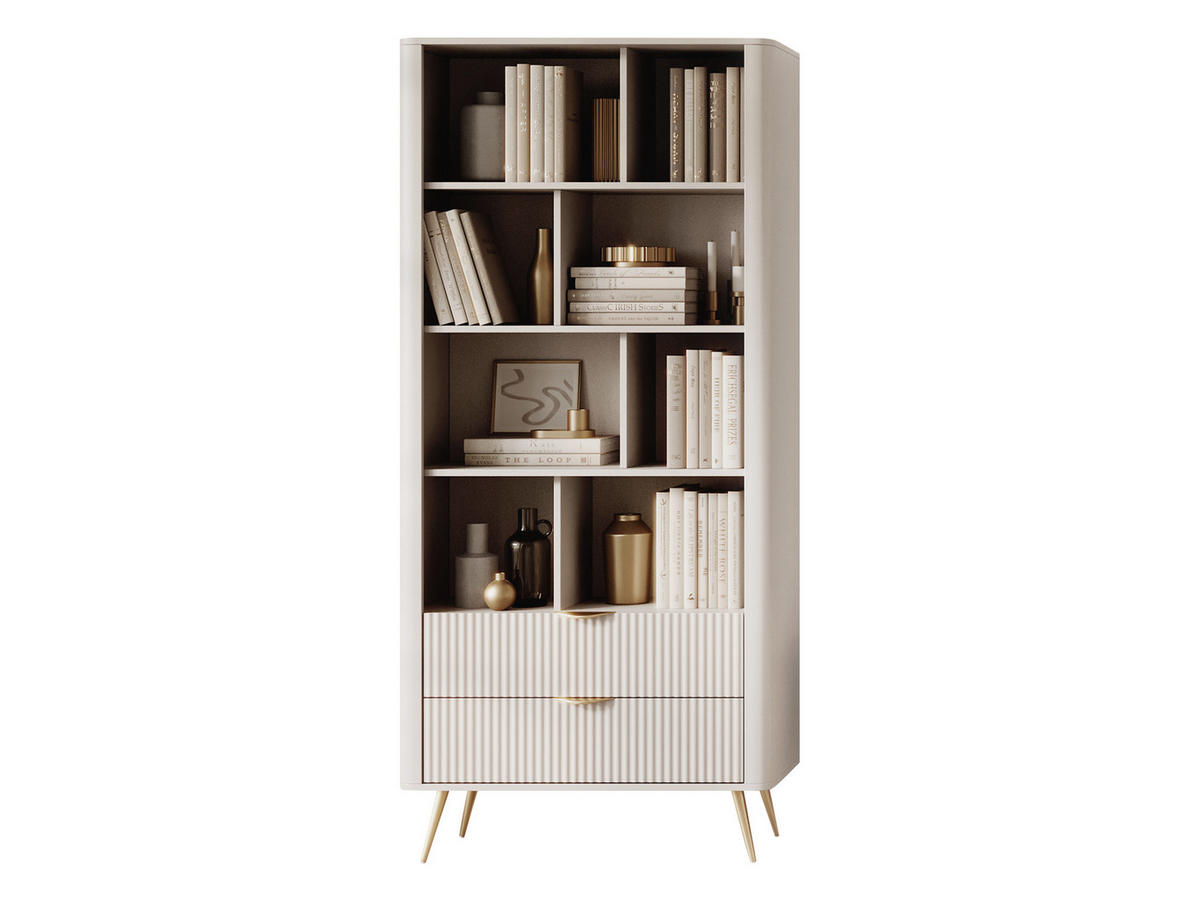 BÜCHERREGAL Lante - Beige/Goldfarben, Holzwerkstoff/Metall (88/194/38cm) - MIRJAN24