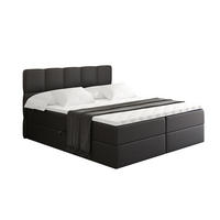 BOXBETT mit Matratze H4 und Lattenrost - LIRO - 140x200 - Schwarz Kunstleder - Schwarz, Holzwerkstoff/Kunststoff (140/200cm) - ALTDECOR