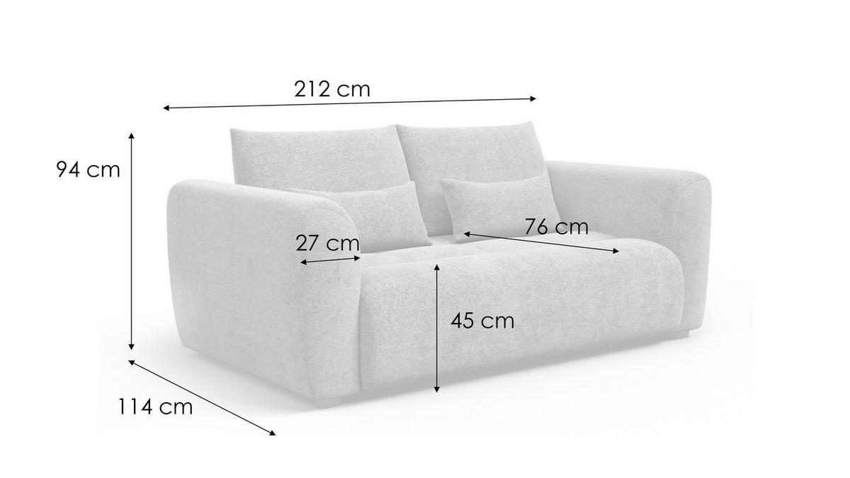 SOFA SORENO 3-Sitzer, dunkelblau - Schwarz/Dunkelblau, Holz/Textil (214/94/114cm) - Courtois Laville