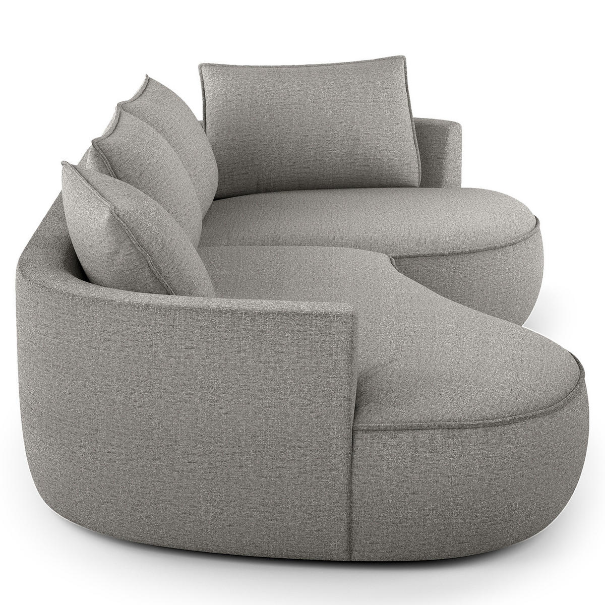 BIGSOFA - Hellgrau/Schwarz, Kunststoff/Textil (322/82/154cm) - home24