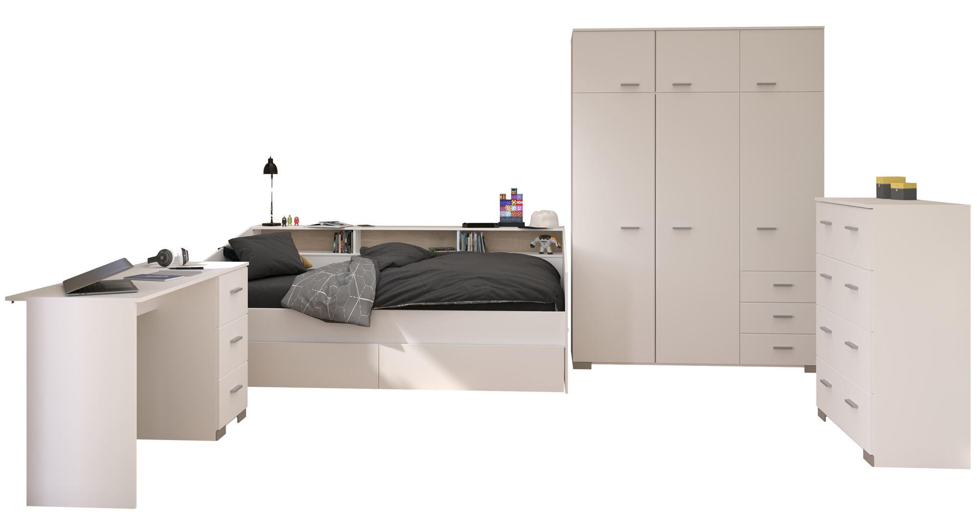 KINDERZIMMER-SET Paca 40 5-tlg. Holznachbildung Weiß/Eiche - Eichefarben/Weiß, Kunststoff (100/1/200cm) - 58aufmkessel