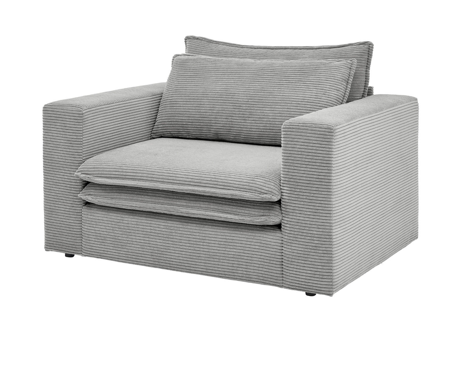 LOVESEAT hellgrau Cord, Loungesessel 125 cm - Beige/Hellgrau, Holz/Kunststoff (125/83/91cm) - Furn.Design