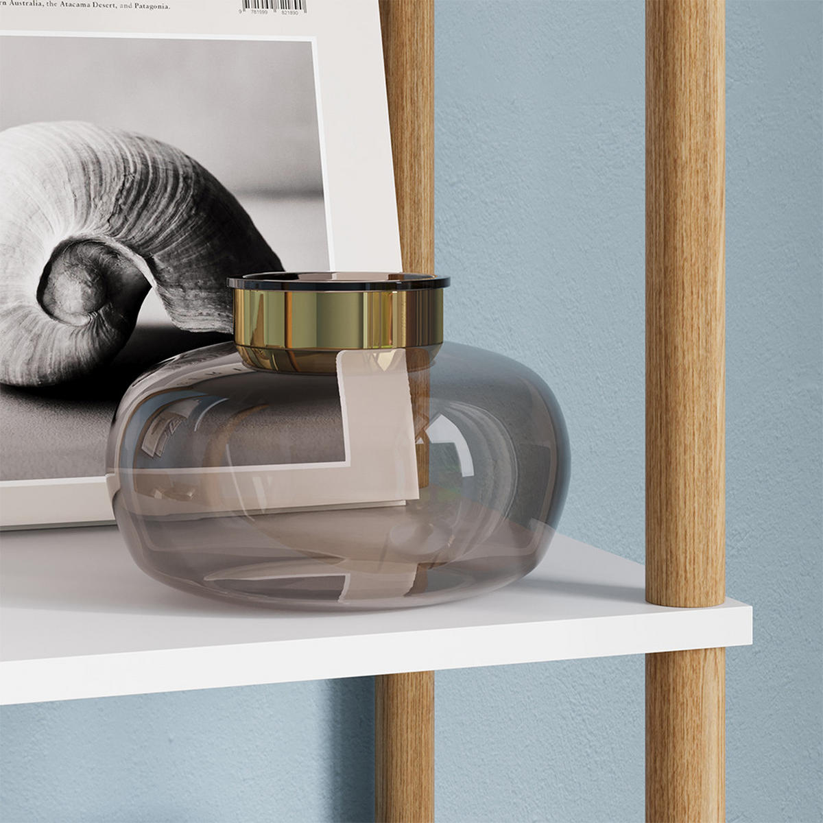 ROHOVÁ POLICE Bivio Bílá/borovice - bílá, kompozitní dřevo (30/163.5/30cm) - Vicco