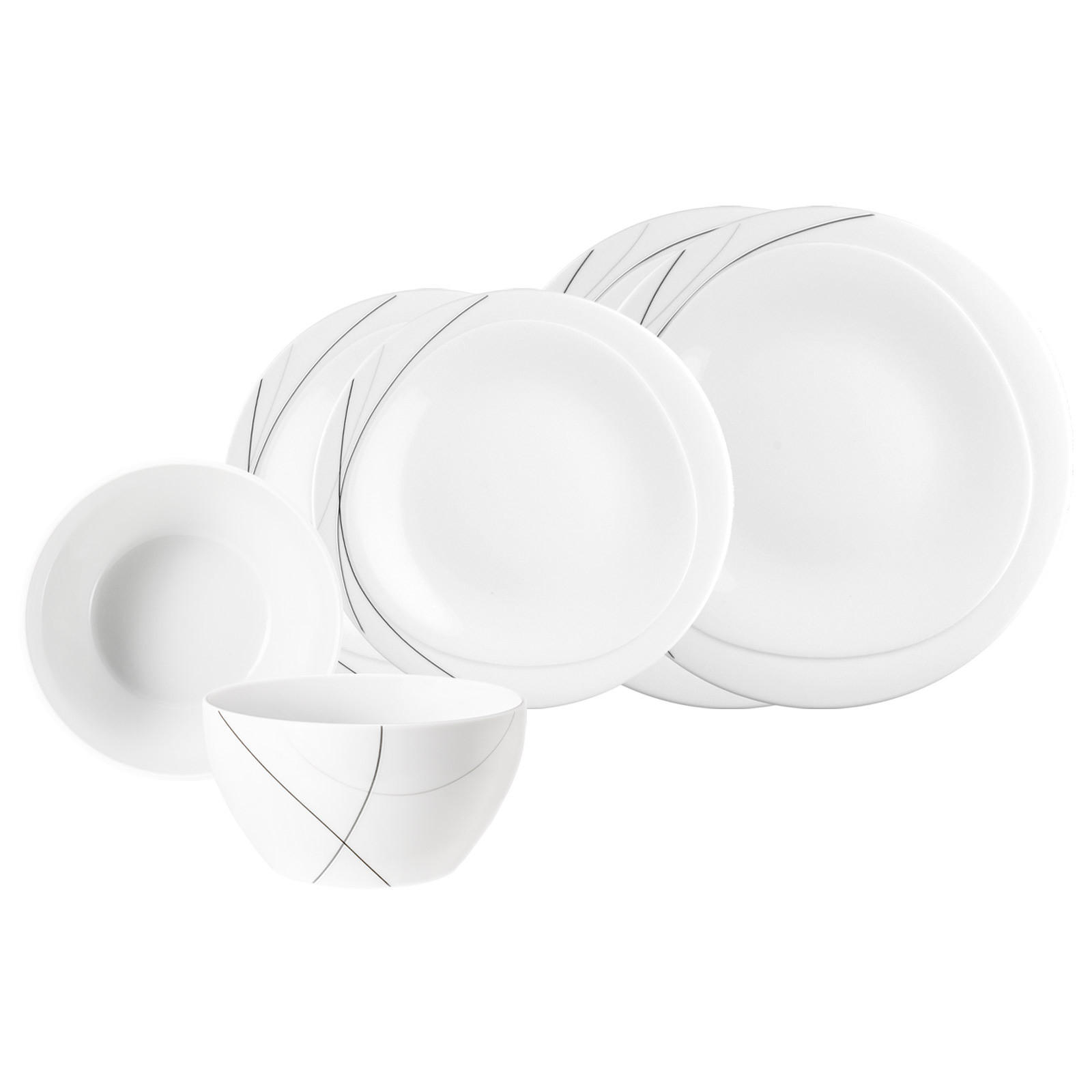 BASIC-SET Trio Highline weiß-grau 6er Set - Weiß/Grau, Keramik (1/1/1cm) - Seltmann Weiden