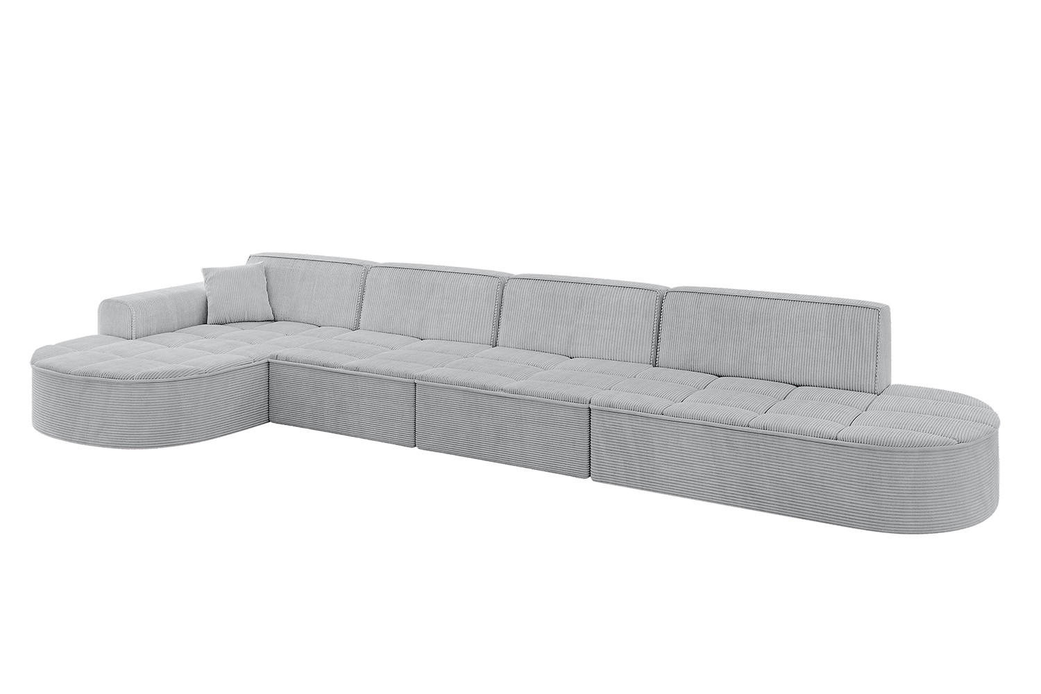 ECKSOFA Ottomane Links TARO-L3 - 413x171x79,5 cm Grau - Grau, Holzwerkstoff/Textil (413/171cm) - ALTDECOR