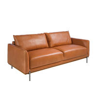 SOFA 3-SITZER Büffelbraun Stahl abgedunkelt 210/88/83 cm - Dunkelgrau/Braun, Leder (210/83/88cm) - ANGEL CERDA