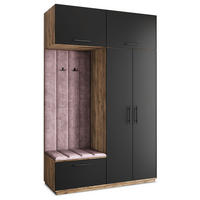 GARDEROBENSCHRANK REMA 150/240/60 cm Modern Garderobe-Set Eiche Lefkas - Eichefarben/Lila, Holzwerkstoff (150/240/60cm) - MASSENO