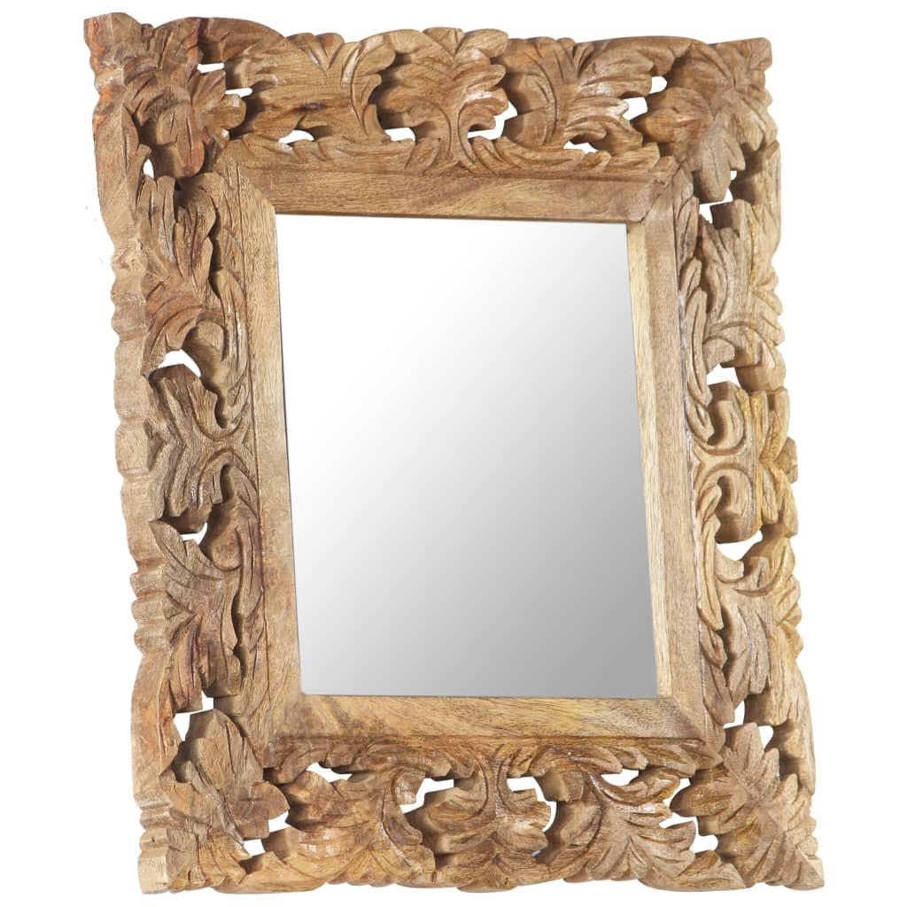 SPIEGEL Handgeschnitzt Braun 50x50 cm Massivholz Mango - Braun, Holz (50/2.5/50cm) - furnicato