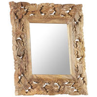 SPIEGEL Handgeschnitzt Braun 50x50 cm Massivholz Mango - Braun, Holz (50/2.5/50cm) - furnicato
