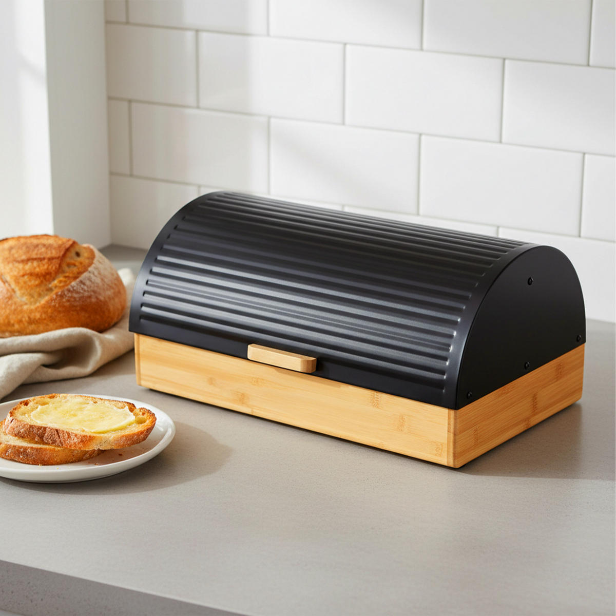 BROTKASTEN - Multicolor, Holz/Metall (37.5/19/26.5cm) - Relaxdays