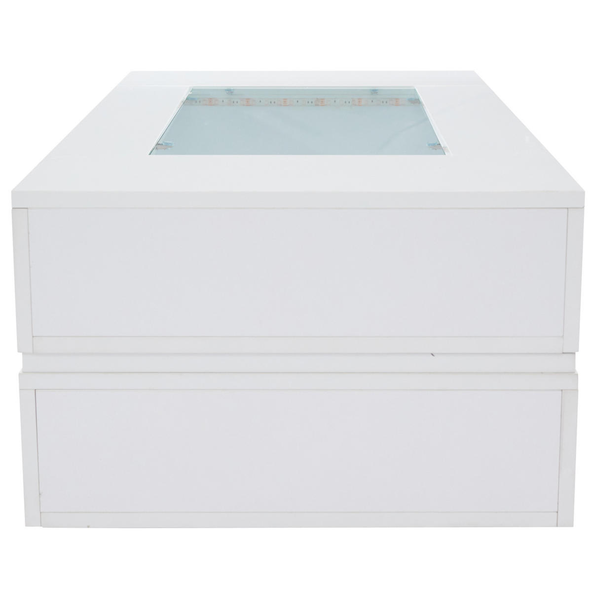 COUCHTISCH 100/50/35 cm Weiß aus Spanplatte mit Glasplatte und LED-Beleuchtung - Weiß, Holzwerkstoff (100/50/35cm) - OKMYHOME
