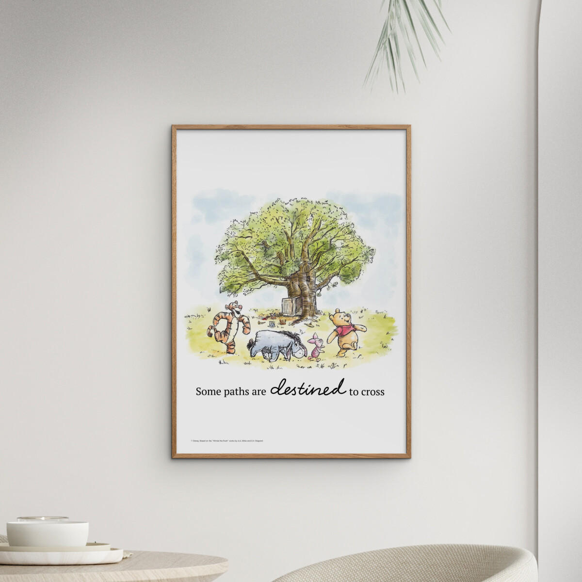 POSTER mit Rahmen Disney - Winnie the Pooh - Tree Gathering Print - Eichefarben/Multicolor, Holz/Papier (70/100cm) - Poster&Frame