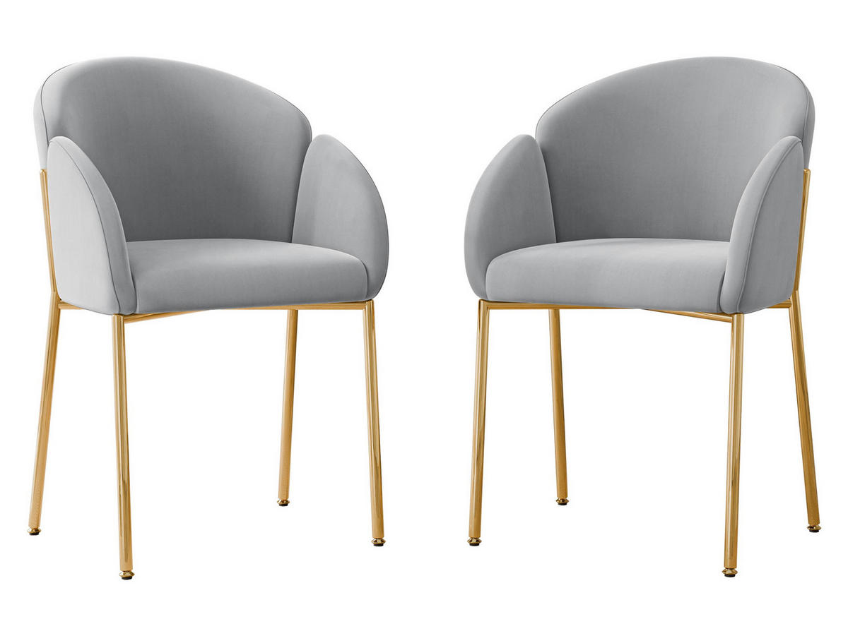 STUHL-SET Muz DC-1257/GL - Goldfarben/Grau, Textil/Metall (56/80/63cm) - MIRJAN24