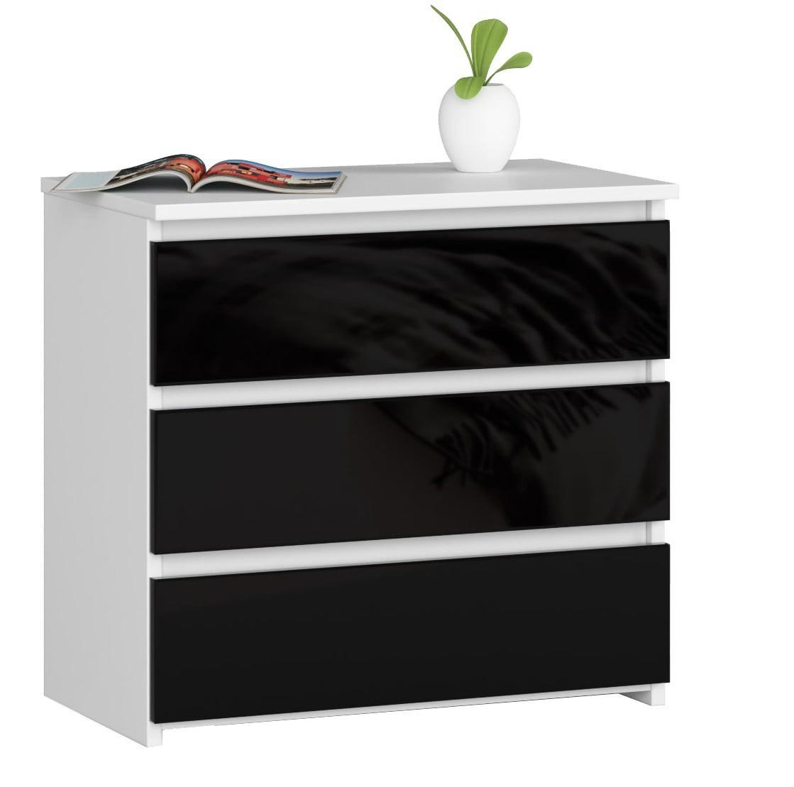 RAUMHIRSCH FURNITURE KOMODA bílá, černá lesklá 57/60/35