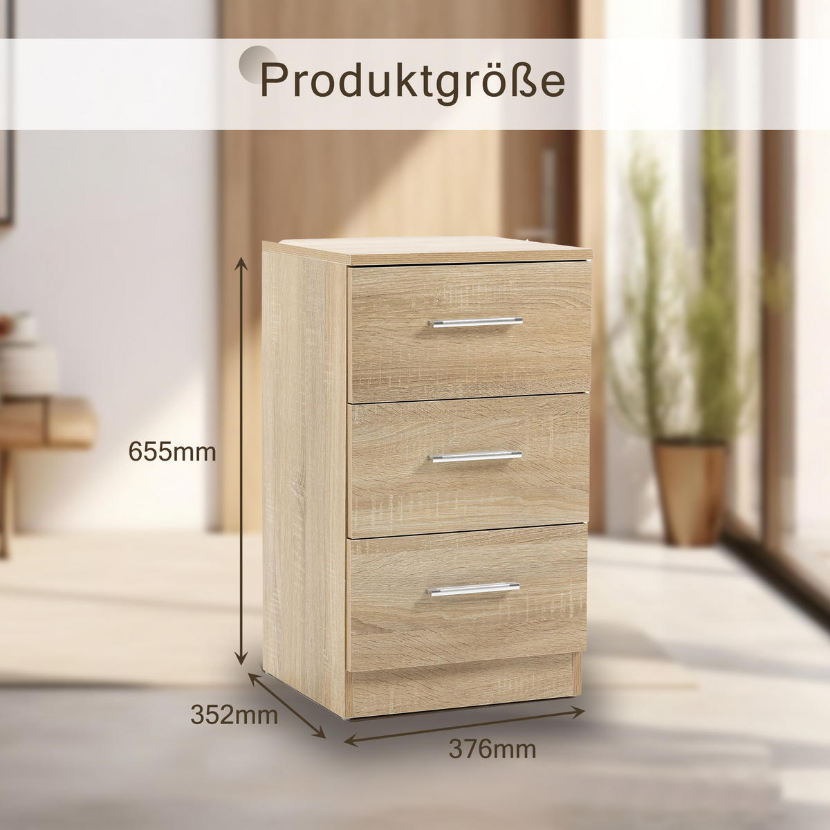 NACHTTISCH Naturfarben 37.6/35.2/65.5 cm 2er-Set - Naturfarben, Holz (37.6/65.5/35.2cm) - PANGIVO