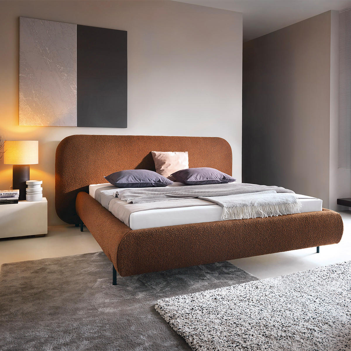 BOXSPRING POSTEL 180/200 Tobias Brick - pomerančová, dřevo (180/200cm) - Petits-meubles