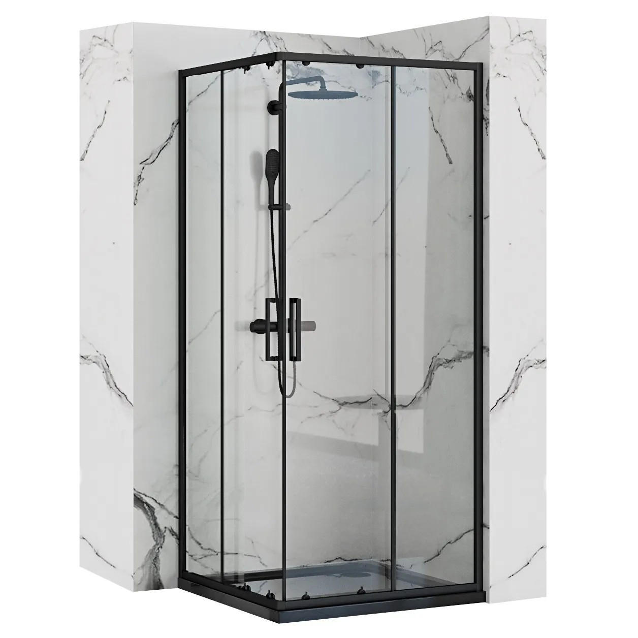 REA Duschkabine Schwarz 78x190x78 cm