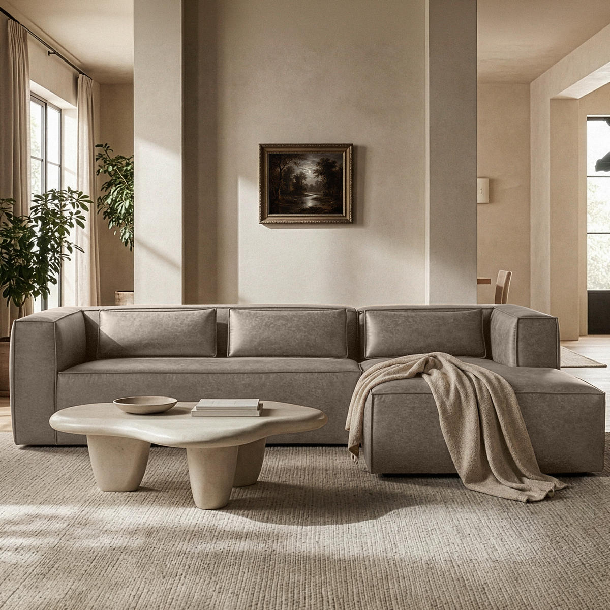 ECKSOFA RECHTS FEROX, Hellgrau - Hellgrau, Holz/Holzwerkstoff (300/175cm) - KONSIMO®