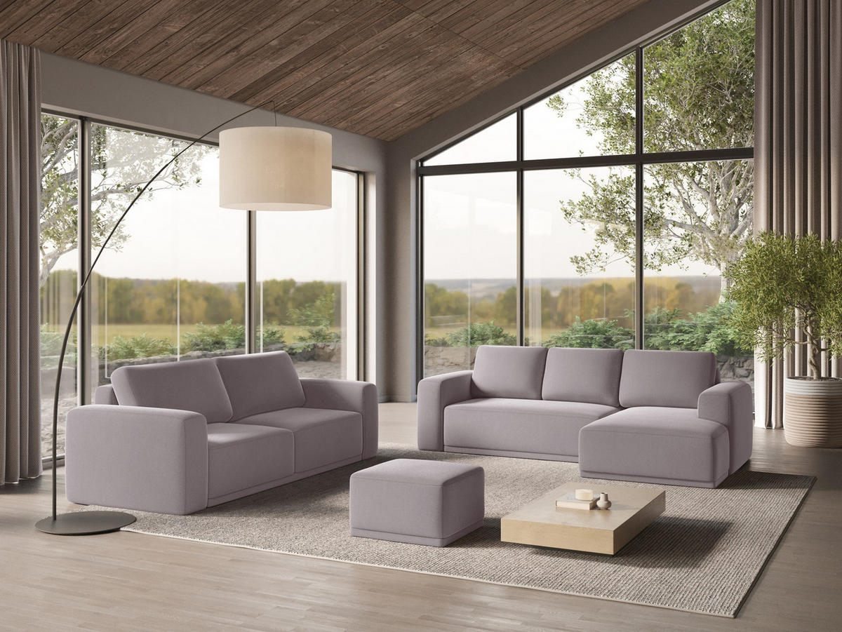 ECKSOFA mit Schlaffunktion Samt Stoff Violett - Lila/Flieder, Kunststoff/Textil (258/160cm) - Makamii