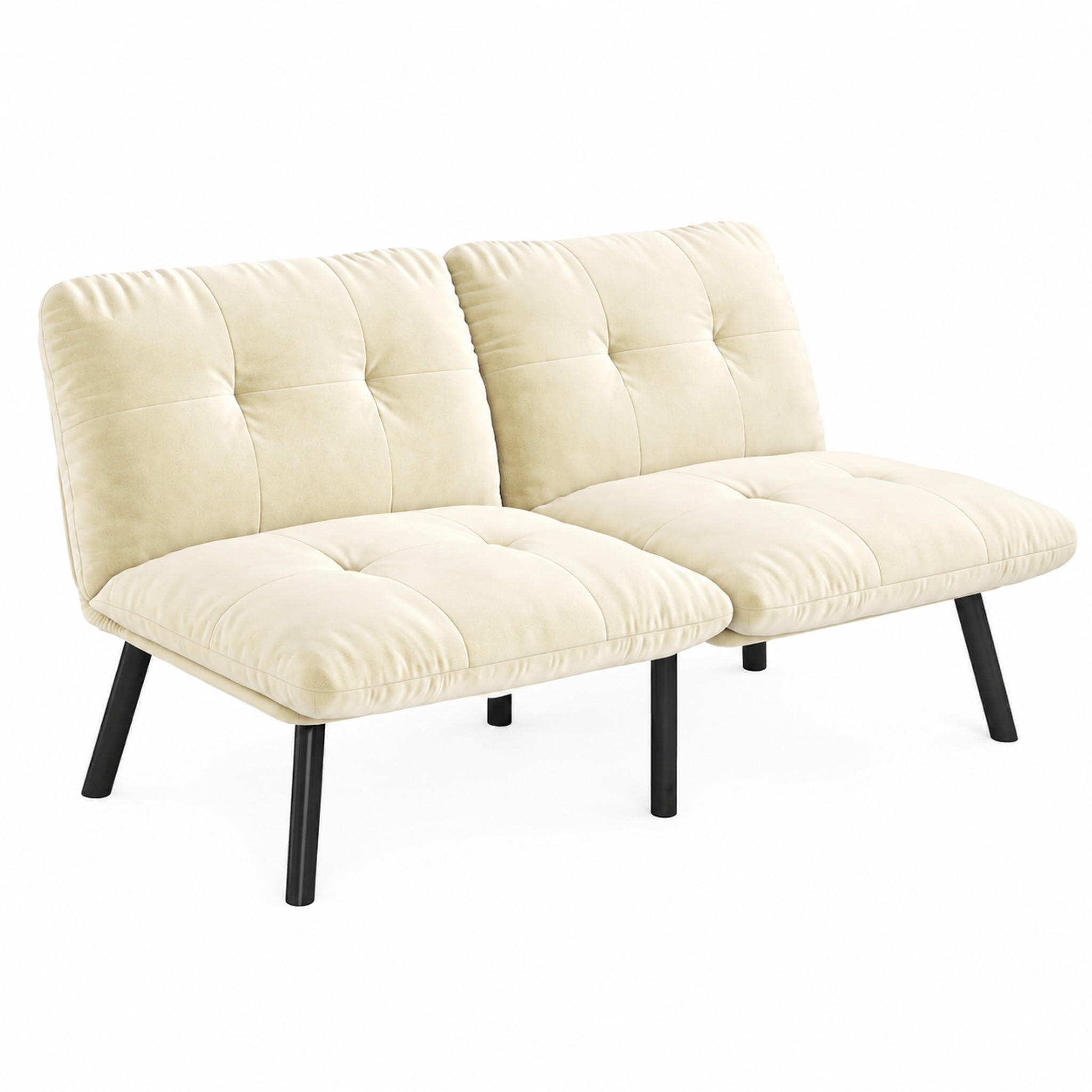 SOFA-BETT klappbar in Cream mit Samtbezug - Weiß, Metall (160/78/81cm) - Meubliv