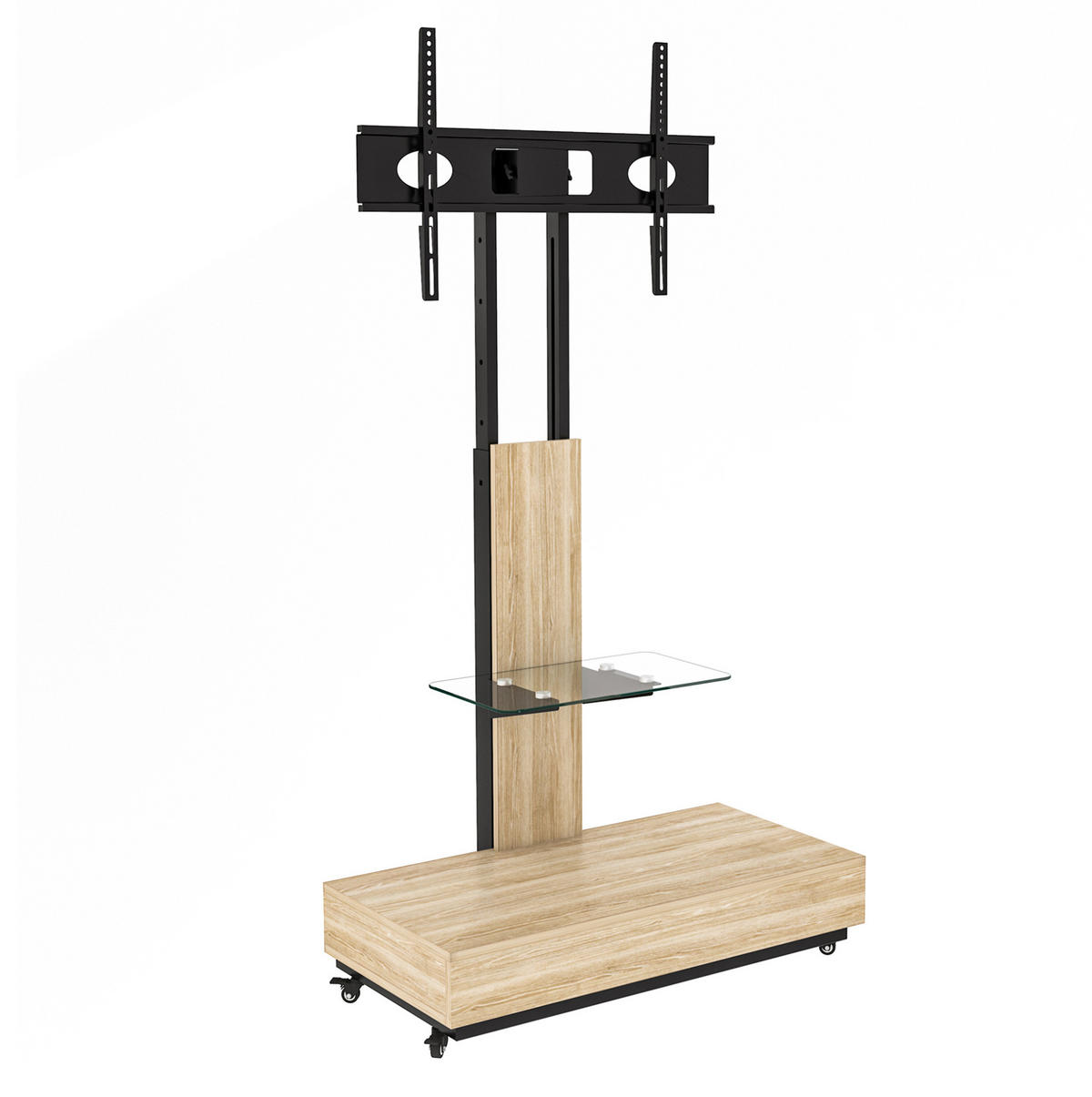 LOWBOARD 80/40 cm in Natur aus MDF und Metall mit Rollen und Schublade - Hellbraun, Holzwerkstoff (40/174.3/80cm) - OKMYHOME