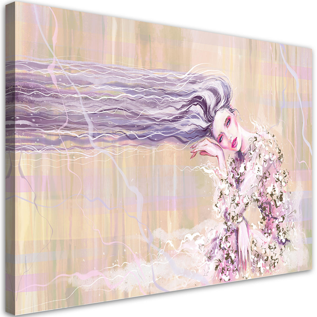 WANDBILD eine frau mit langen haaren - Beige, Textil (60/40cm) - Feeby