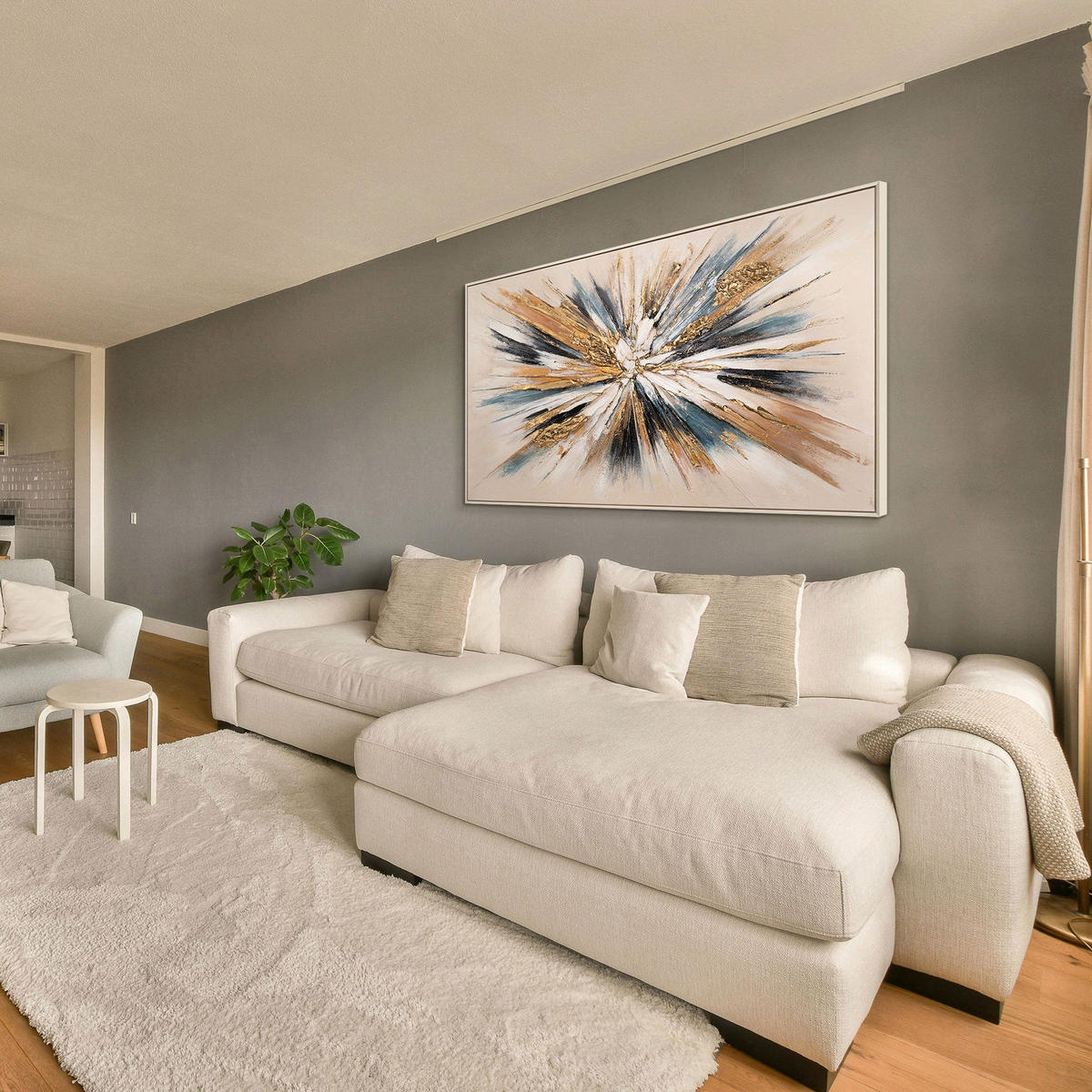 GEMÄLDE Impuls Schattenfugenrahmen Beige 200x100 cm - Beige, Holz (200/100cm) - YS-art gallery