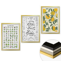 WANDBILDER 3er Set - 40x60 cm Goldrahmen - Bemalte Zitronen-Küchenkräuter - Goldfarben, Kunststoff (40/60cm) - ArtPrintCave