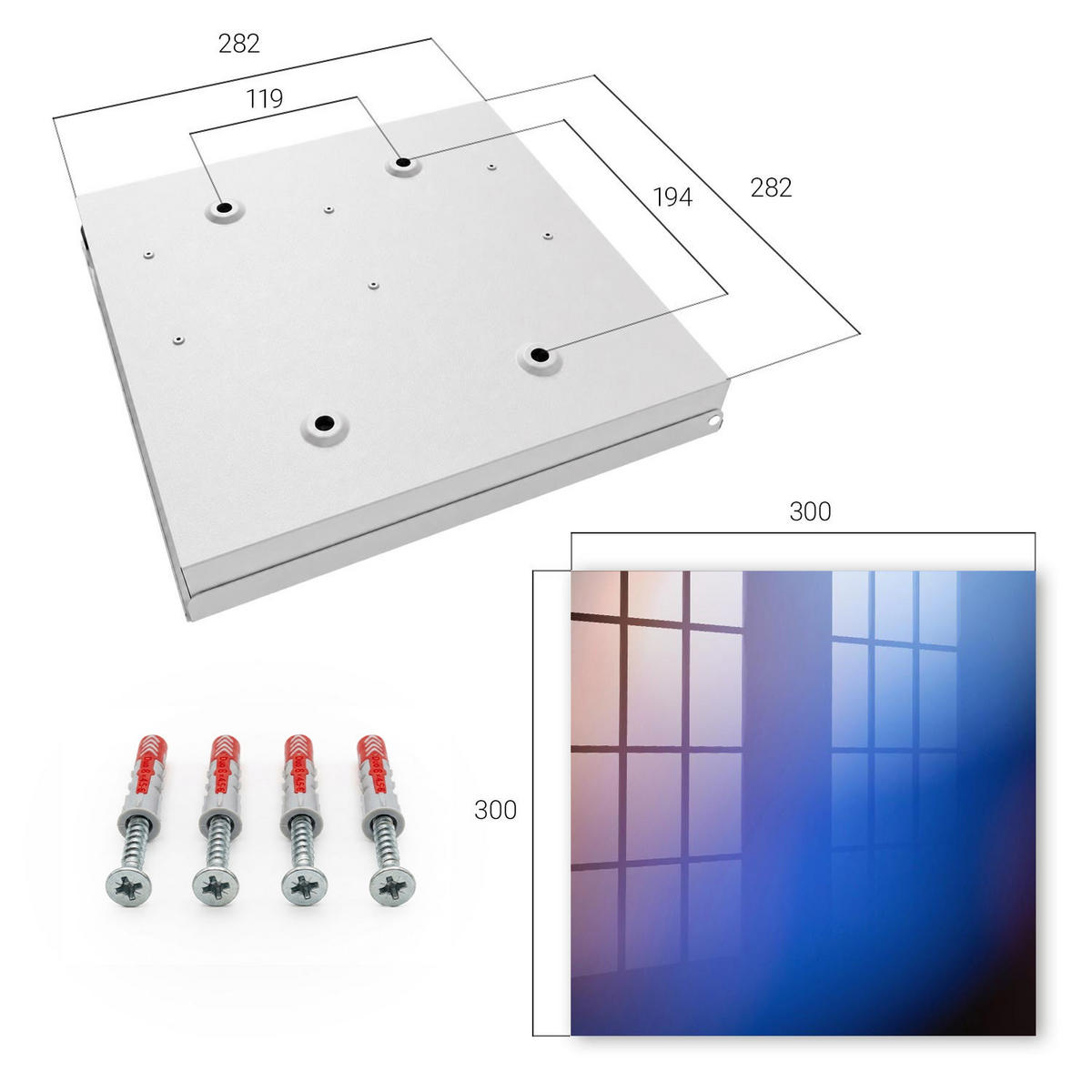 SCHLÜSSELBOX Weiß 30x30 cm – Türöffnung nach rechts - Farbenfrohe Abstraktion - Blau, Metall (30/30/5cm) - TULUP