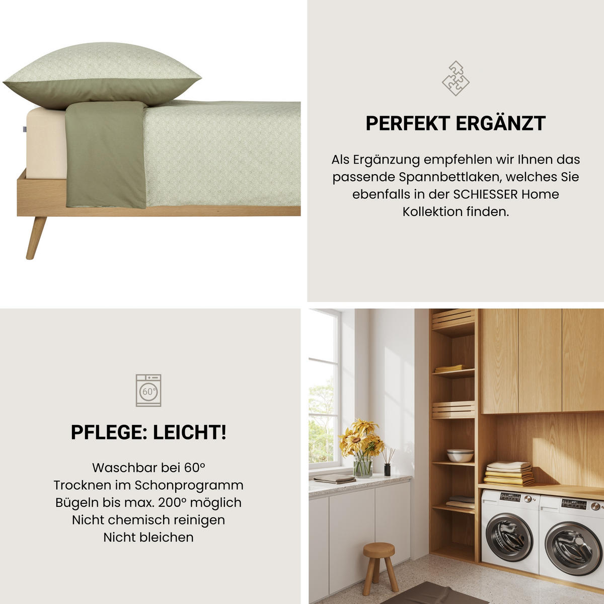 BETTWÄSCHESET Ethno - Renforcé - 2-teilig - 135 x 200 cm - Grün - Grün, Textil (135/200cm) - SCHIESSER