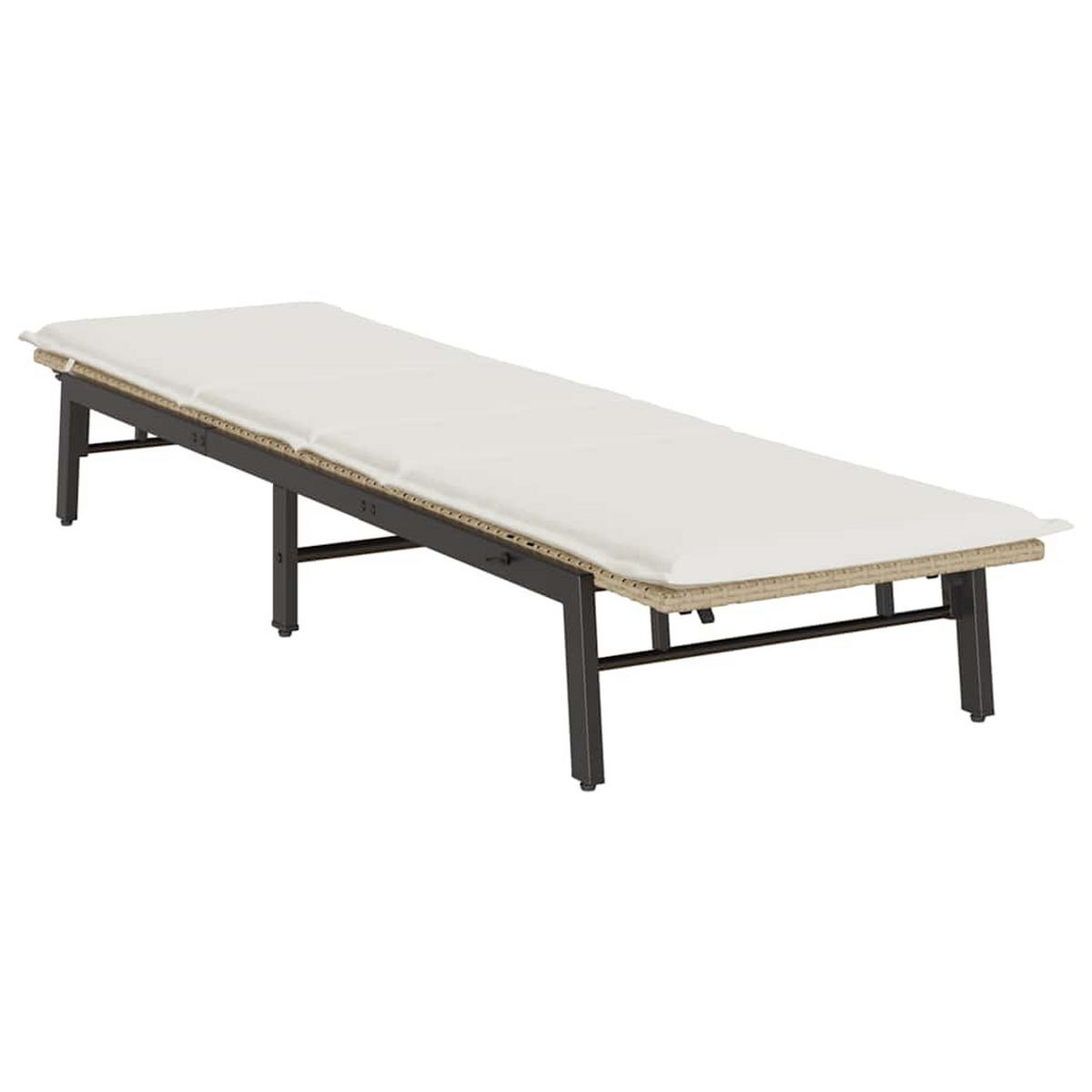 SONNENLIEGE Mit Auflage Beige Poly Rattan - Beige, Kunststoff (59/67/200cm) - vidaXL