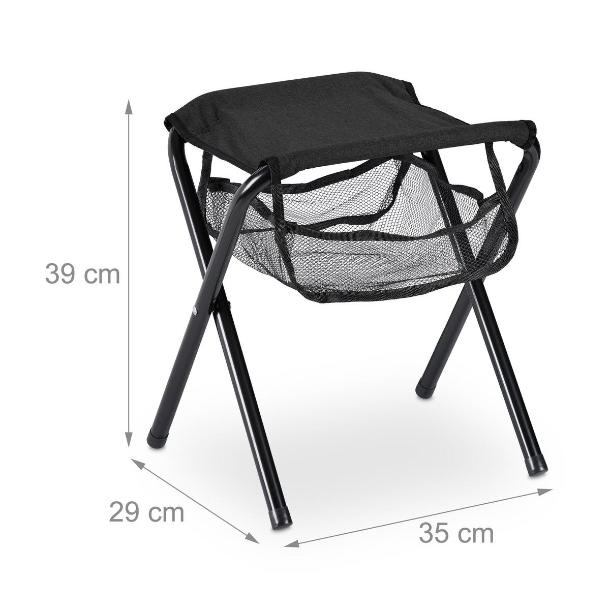 KLAPPHOCKER - Schwarz, Textil/Metall (29/39/35cm) - Relaxdays