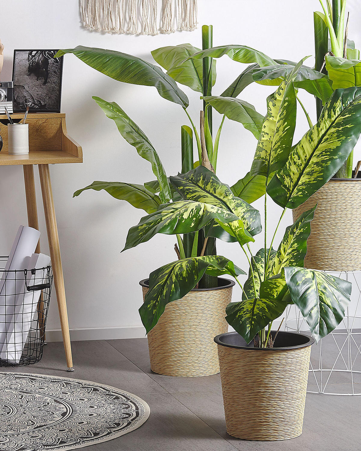 KUNSTPFLANZE im Blumentopf 122 cm Grün/Schwarz Dieffenbachia - Schwarz/Grün, Kunststoff (122cm) - Beliani
