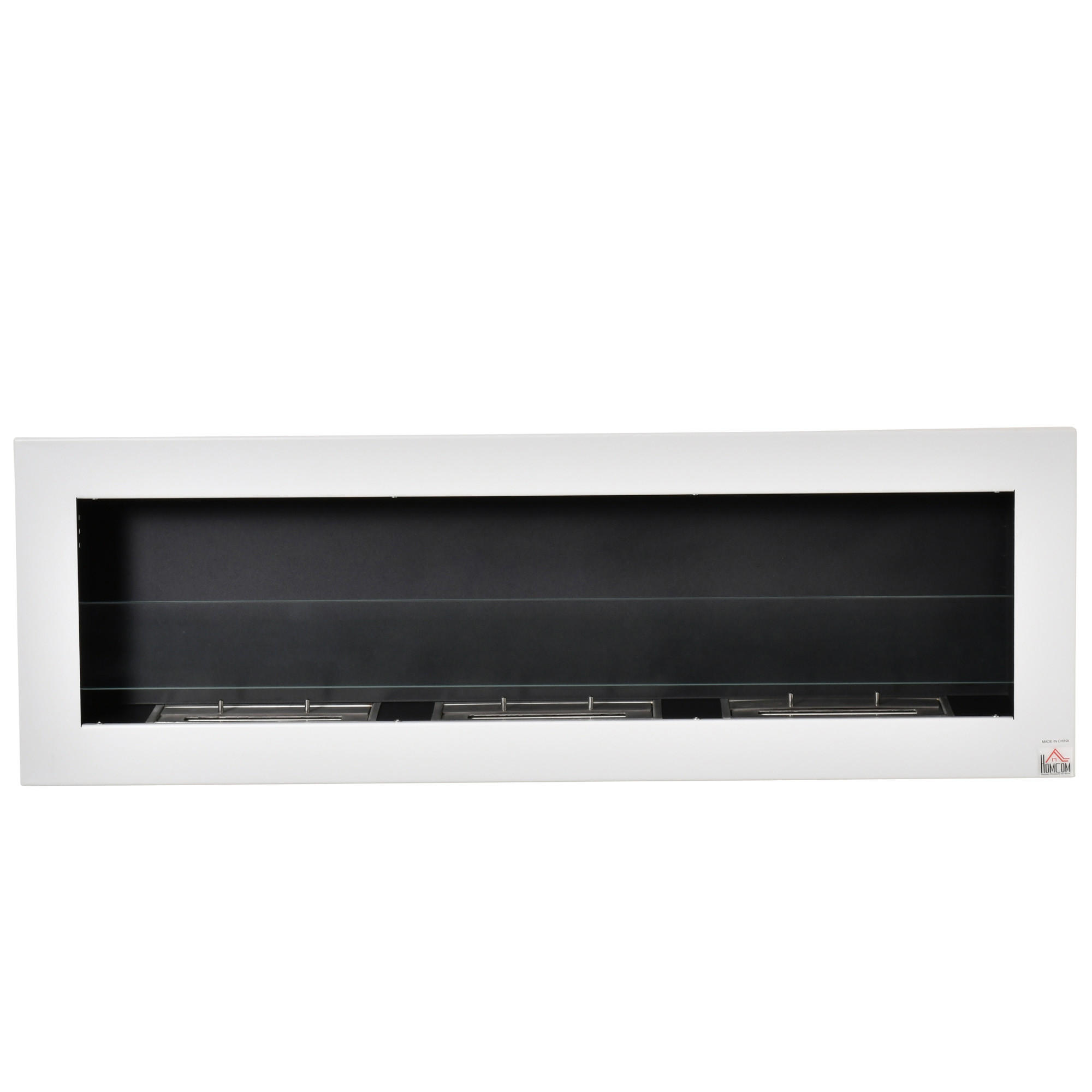 ETHANOL-KAMIN Bio-Ethanol-Brenner 3 Brennboxen 3 Std. Brenndauer Weiß - Weiß, Metall (15/40/120cm) - HOMCOM
