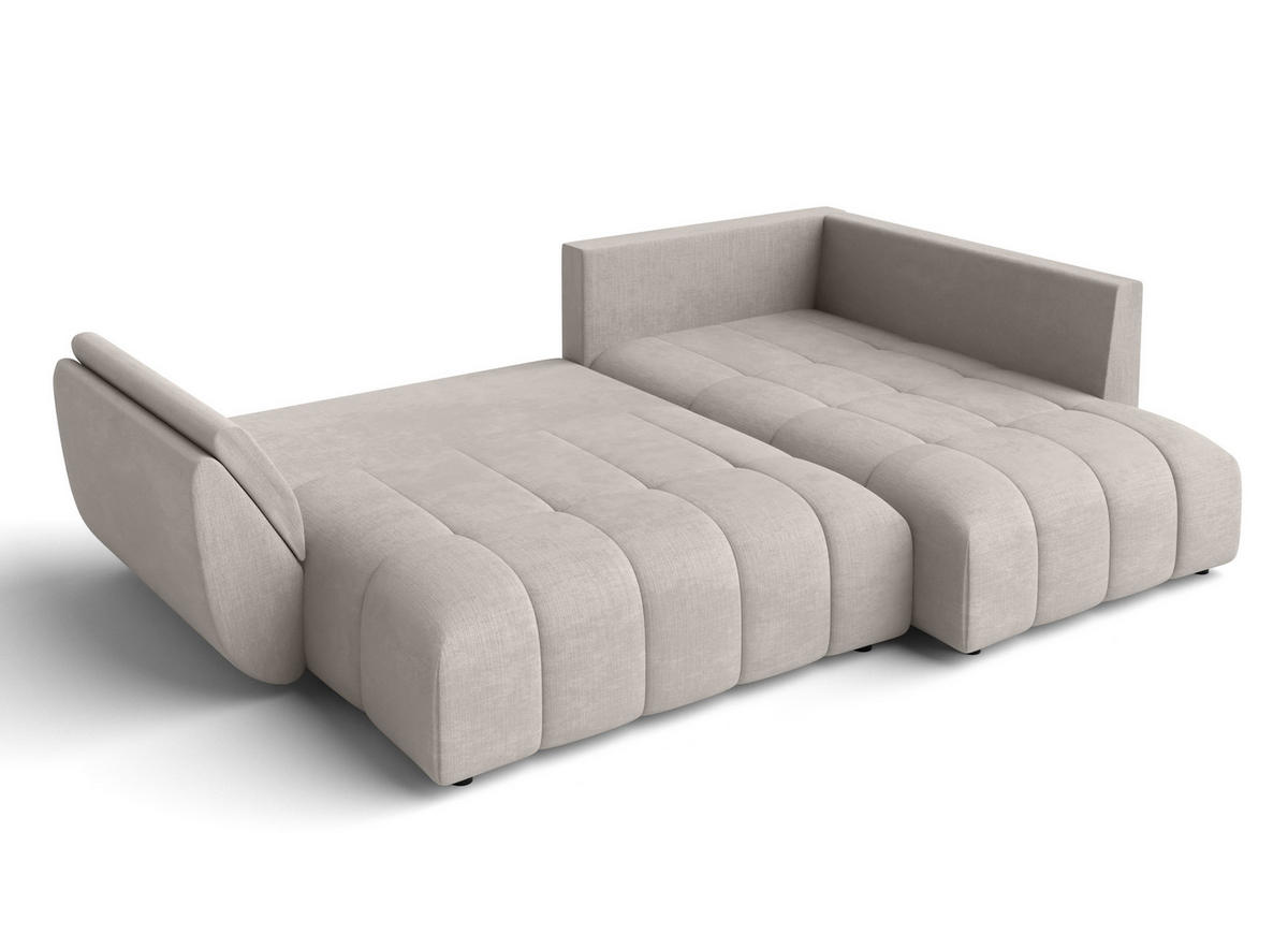 ECKSOFA L Form Kayseri Beige 266/190/86 cm – mit Bettkasten - Beige/Schwarz, Kunststoff/Textil (266/190cm) - AX Living