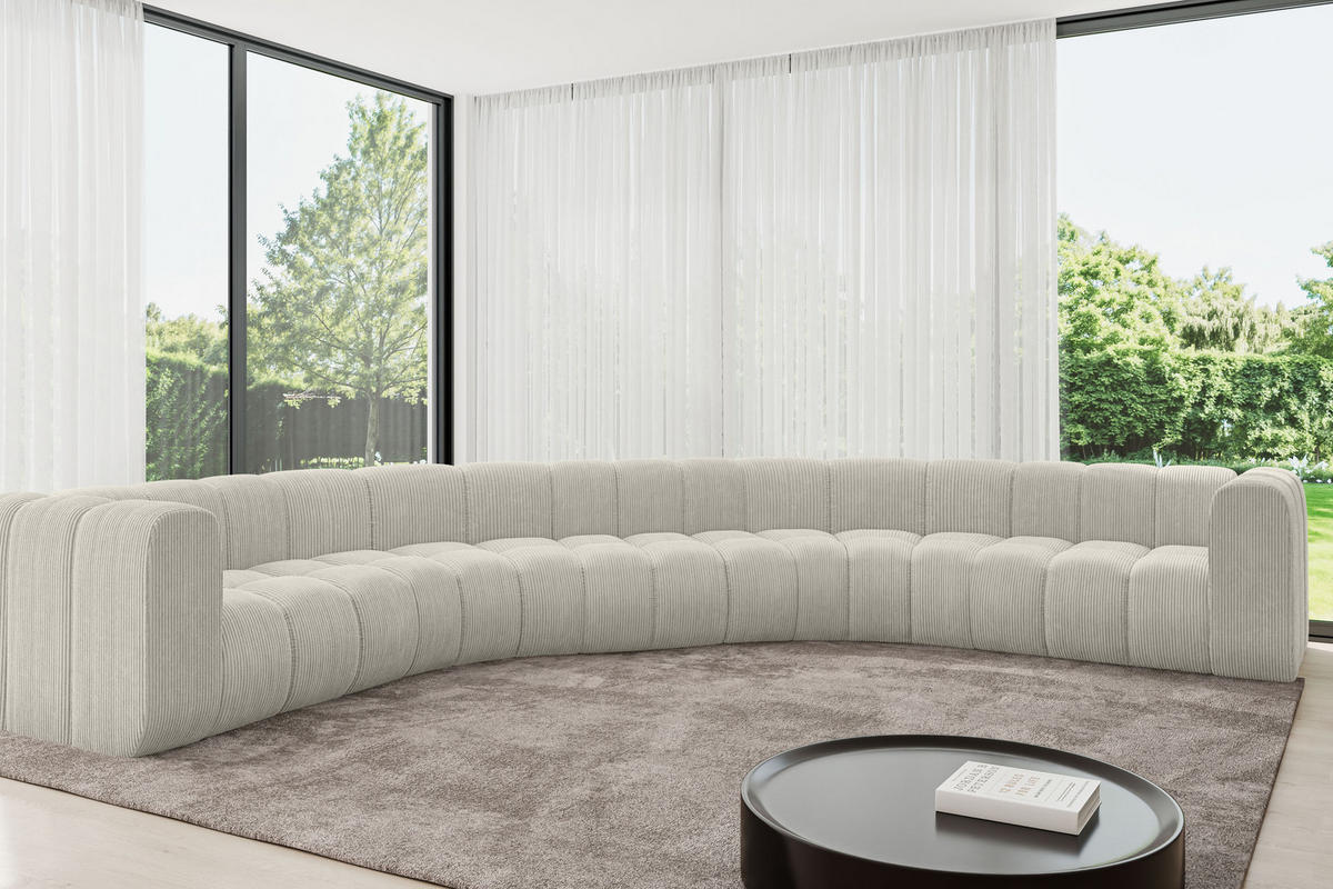 WOHNLANDSCHAFT modulares Sofa Lazro-U1 - 373x373x70 cm Hellgrau - Hellgrau, Holzwerkstoff/Textil (373/70/373cm) - ALTDECOR