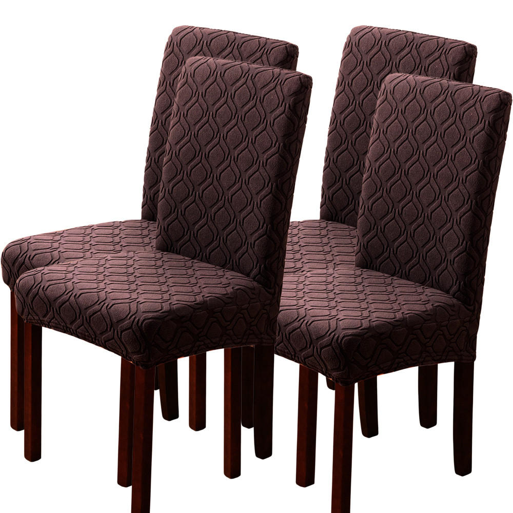 STUHLHUSSE Stretch Stuhlbezug 4 Stück - Dunkelbraun, Textil (18/25cm) - Coonoor