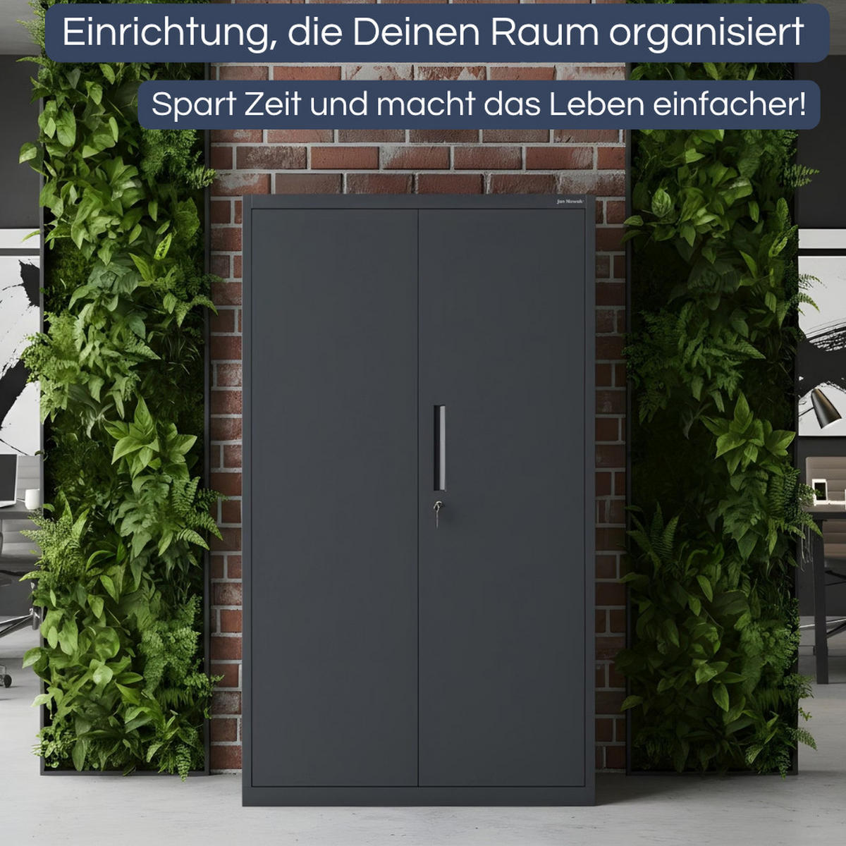 METALLSCHRANK mit Sockel MEGAN 160x90x40cm Anthrazit - Anthrazit, Metall (90/160/40cm) - Jan Nowak