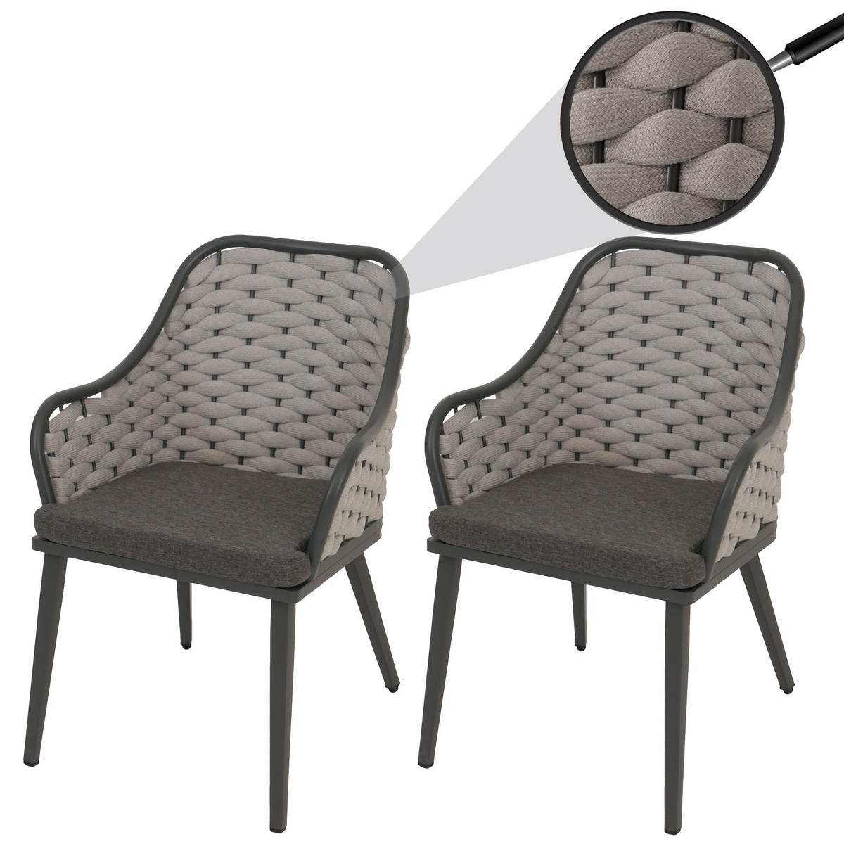 GARTENSTUHL Hellgrau, Grau - Hellgrau/Grau, Textil (59/84/63cm) - MCW