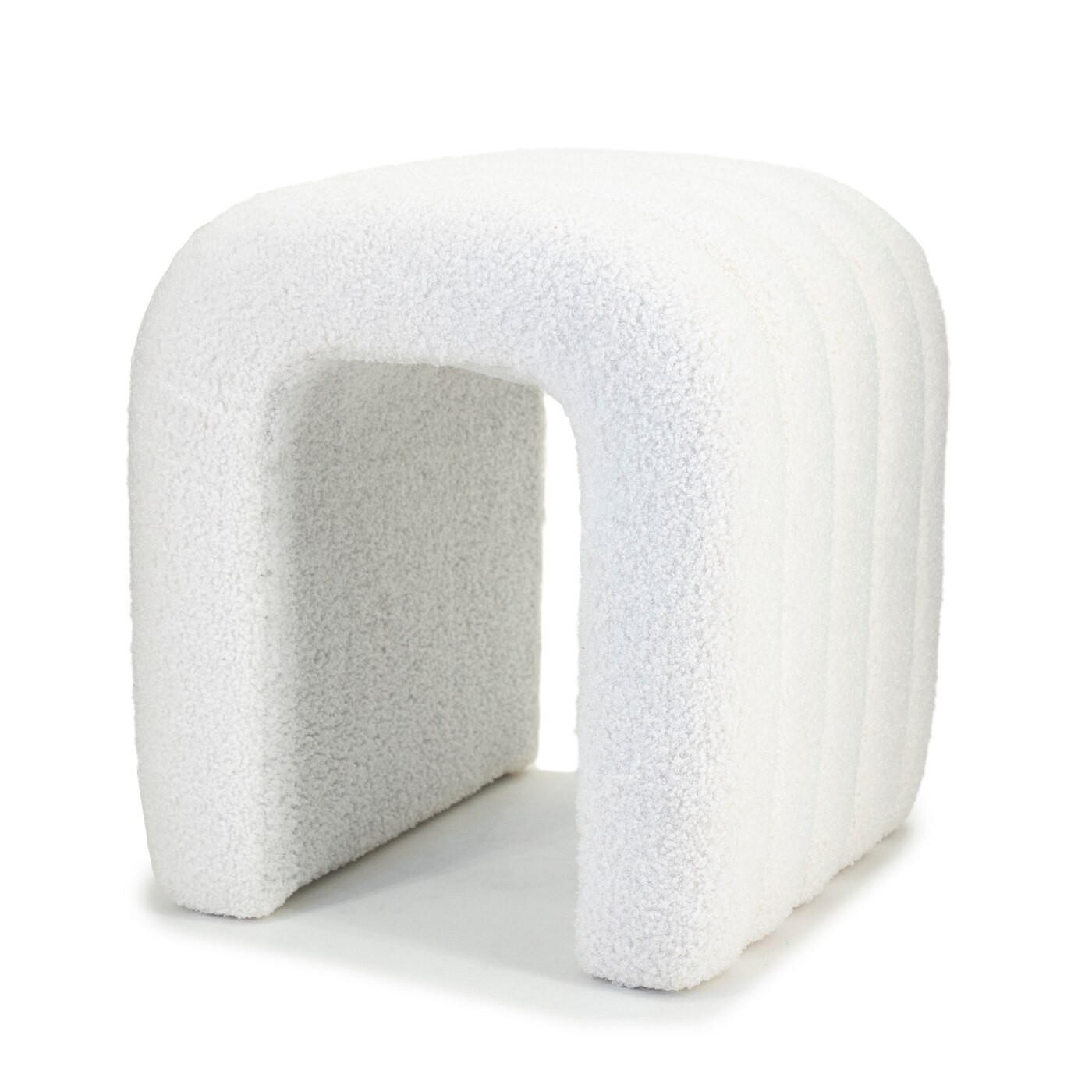 HOCKER aus Bouclé-Stoff, beige - Beige, Textil (41/45/38cm) - Giga Meubel
