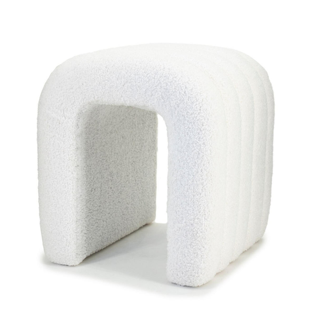 HOCKER aus Bouclé-Stoff, beige - Beige, Textil (41/45/38cm) - Giga Meubel